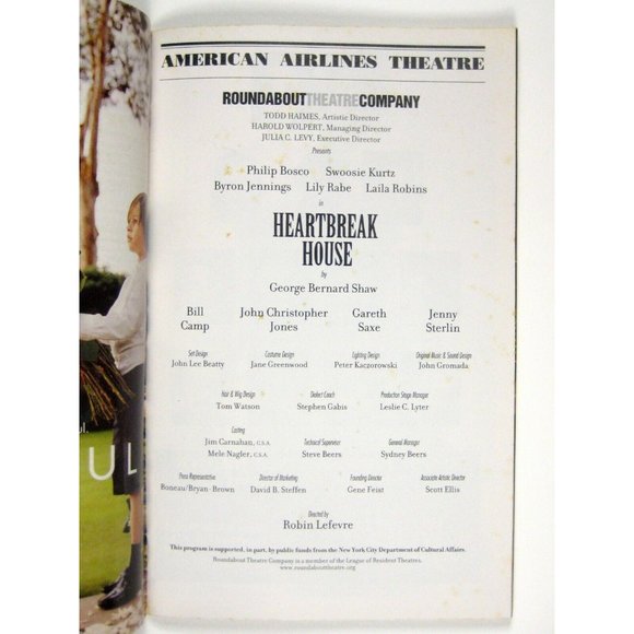Heartbreak House Playbill November 2006 Philip Bosco Kurtz Jennings Lily Rabe - Picture 3 of 7